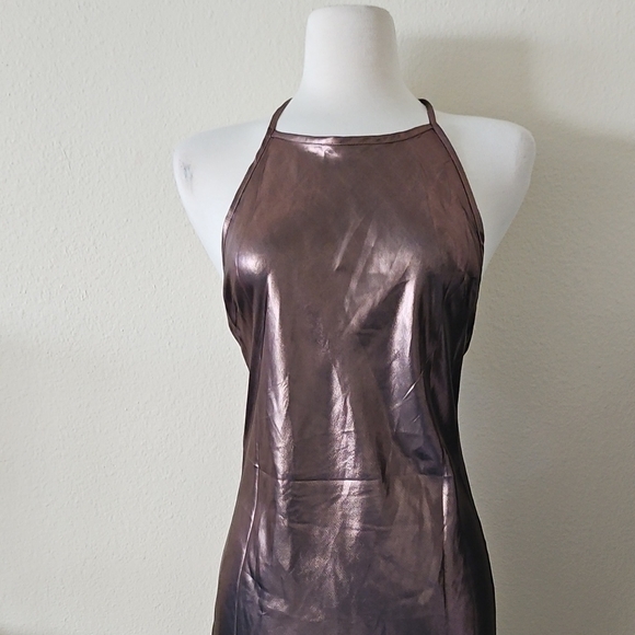Free People Sunset Shimmer Bronze Backless Dress - Picture 2 of 12